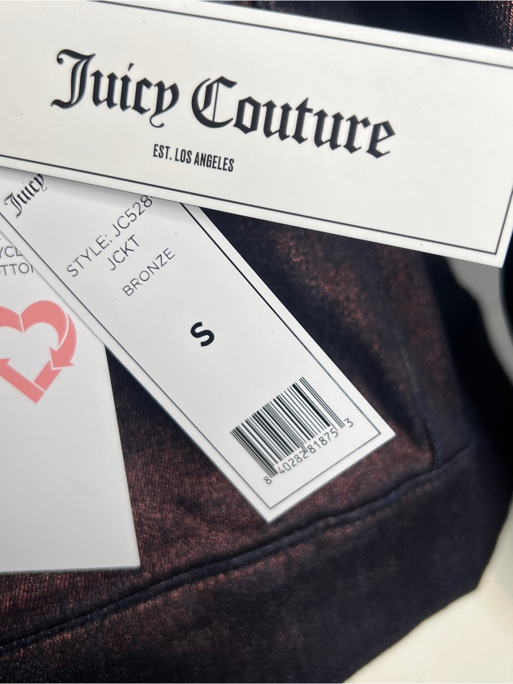 Juicy Couture Women’s Metallic Bronze/Plum Cropped Denim Jacket Size Small - Picture 7 of 13